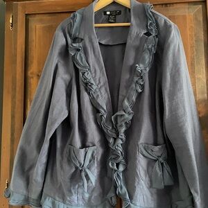 Carole Little Slate Ruffled Blazer